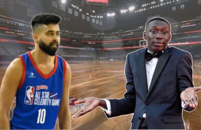 AP Dhillon with Khaby Lame at NBA All-Star 2025