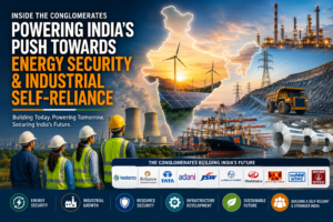 Indian conglomerates driving energy security and industrial self-reliance through power, mining, manufacturing, infrastructure and renewable energy.